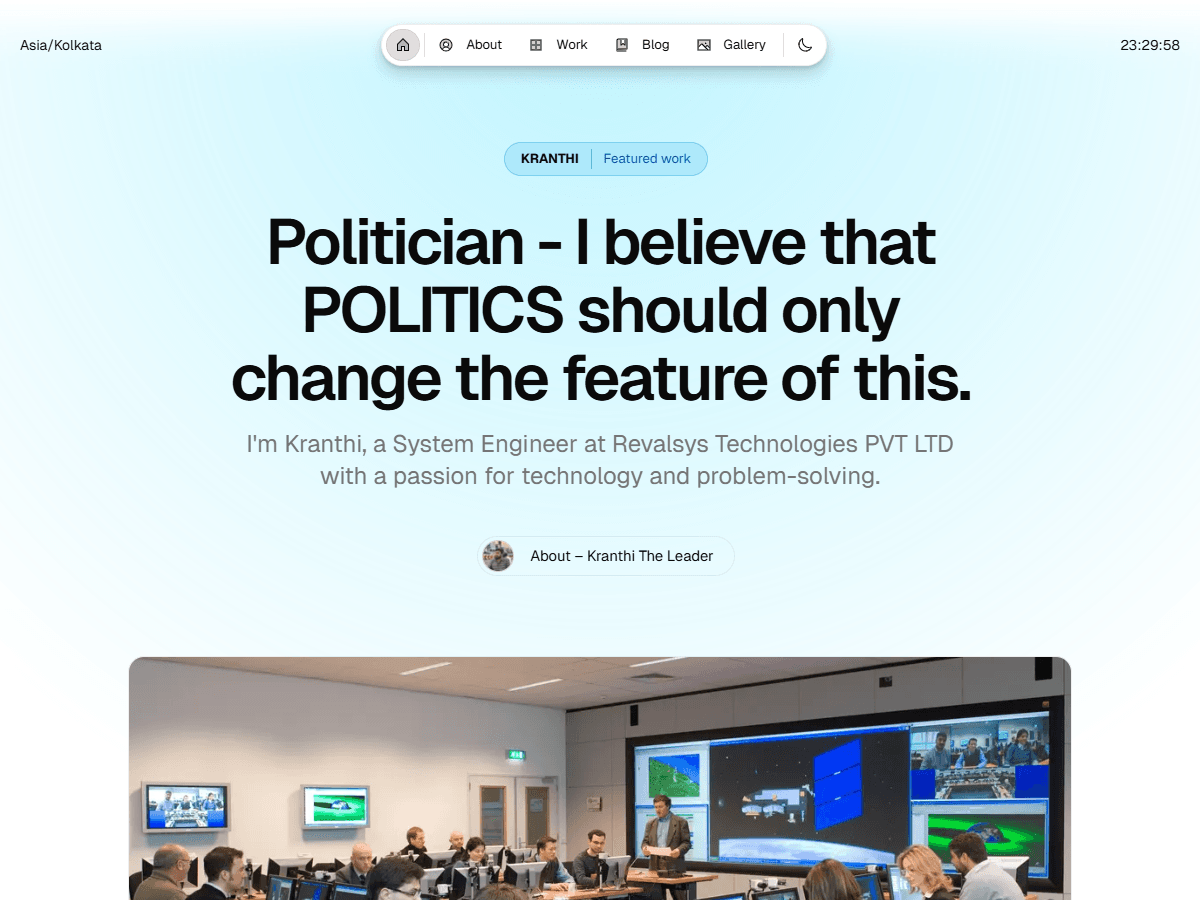 Kranthi The Leader portfolio website preview